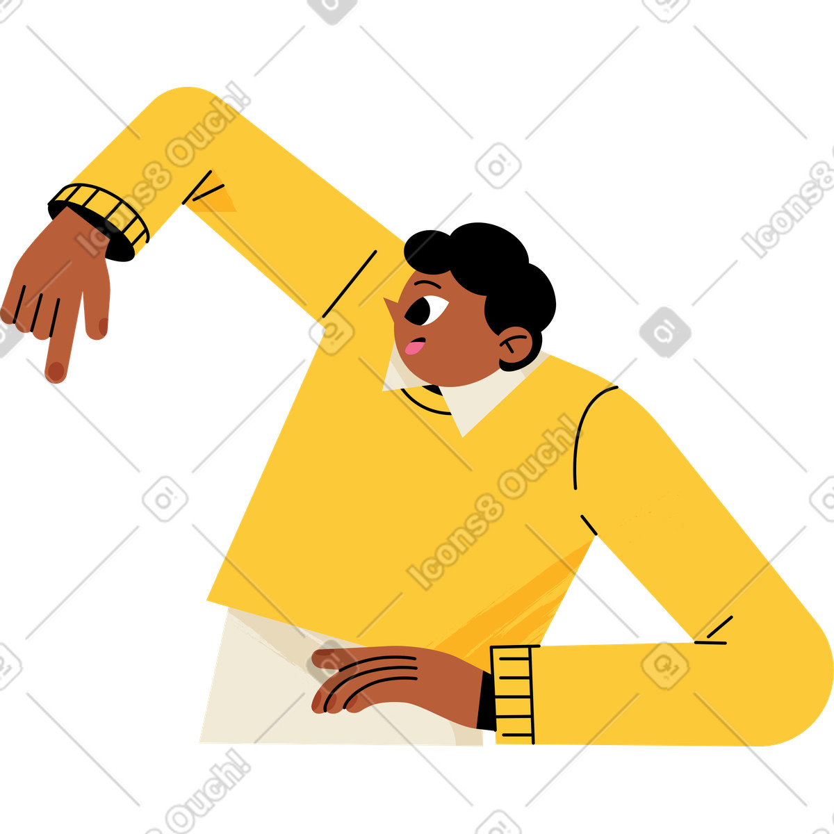 Illustration Coach homme en pull jaune dans le style Juicy à télécharger aux formats PNG, SVG