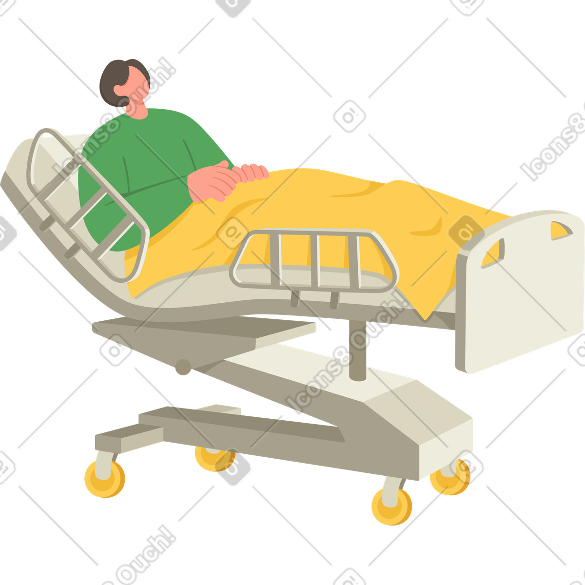 Patient in bed illustration Social style download PNG, SVG