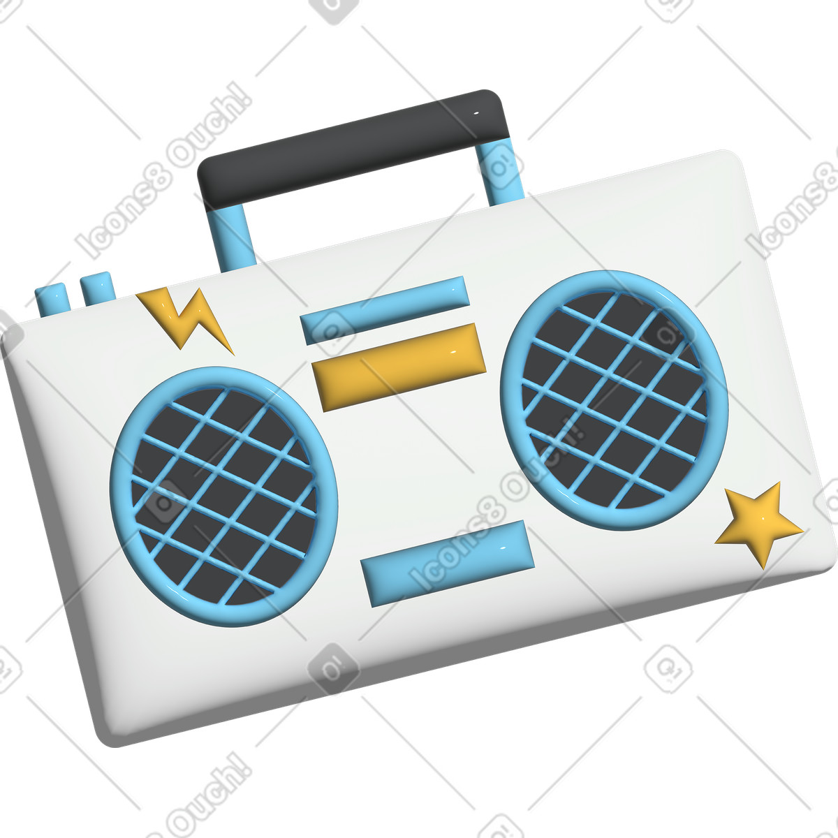 Illustration Magnétophone blanc dans le style Cartoony à télécharger aux formats PNG, SVG