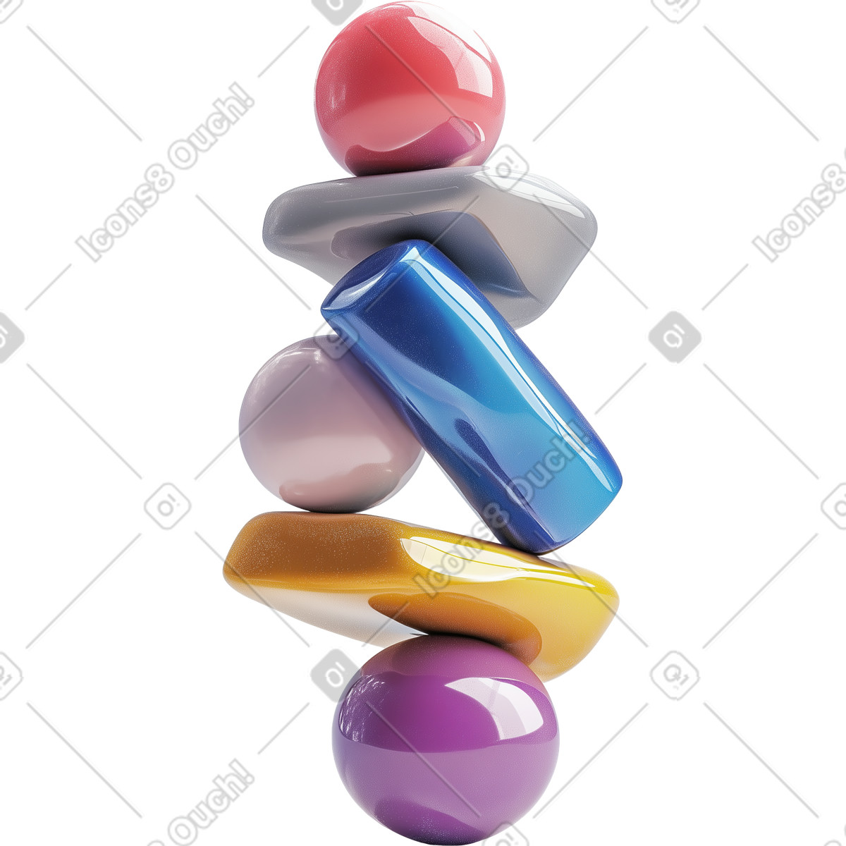Abstrakte 3d-skulptur aus kunststoffröhren und kugeln-Illustration im Experimental-Stil als Download in PNG, SVG