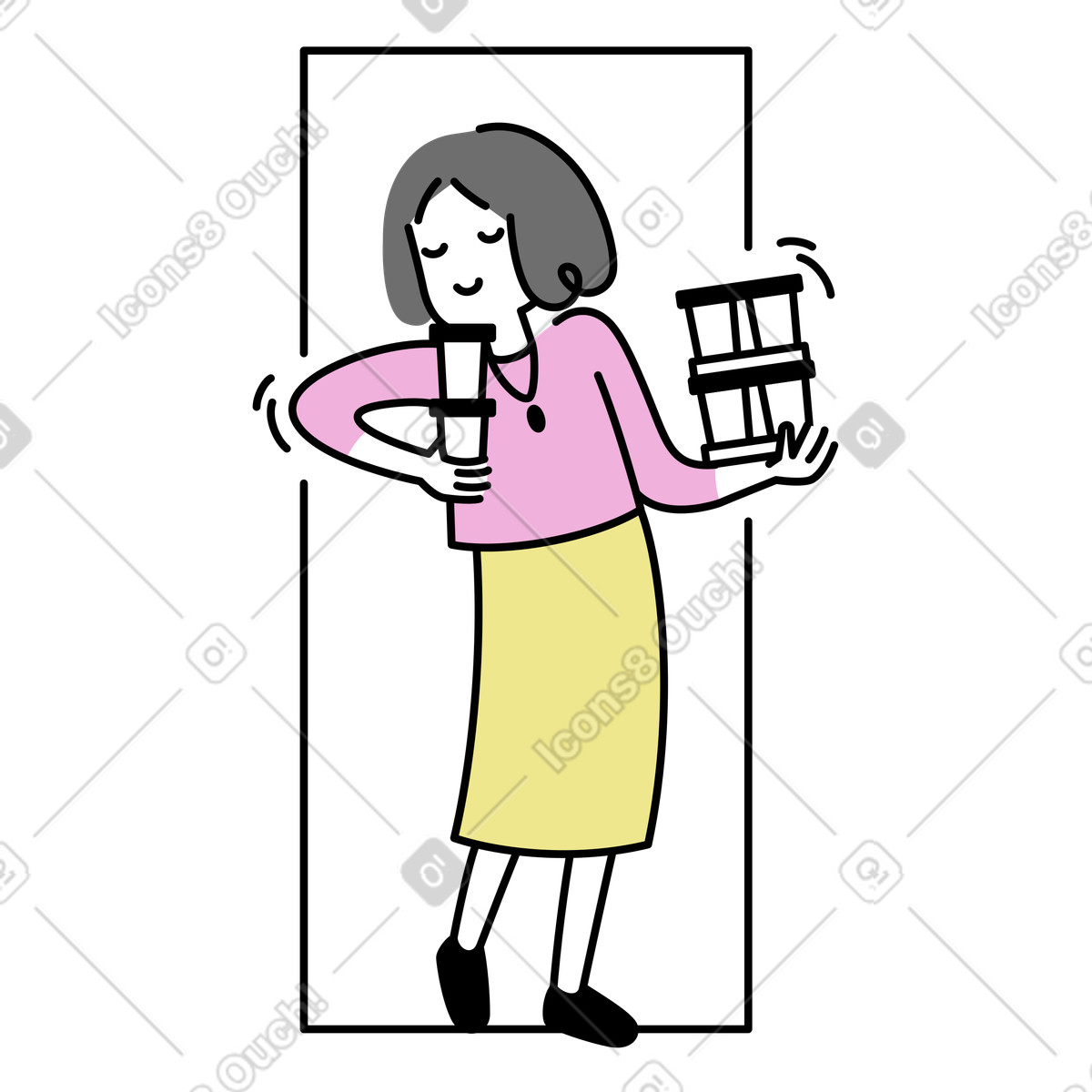 Ilustración Colleague carrying coffee cups, Workplace culture and motivation en estilo Mochi a descargar en PNG y SVG