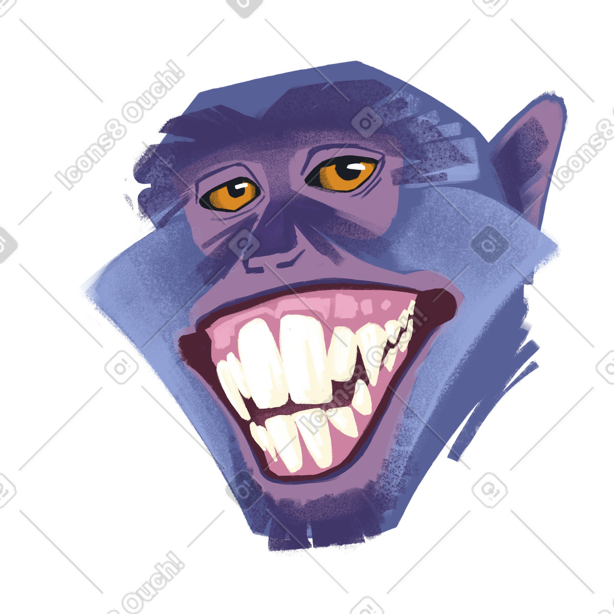 Smug monkey with a wide smile illustration animal clipart free vector PNG