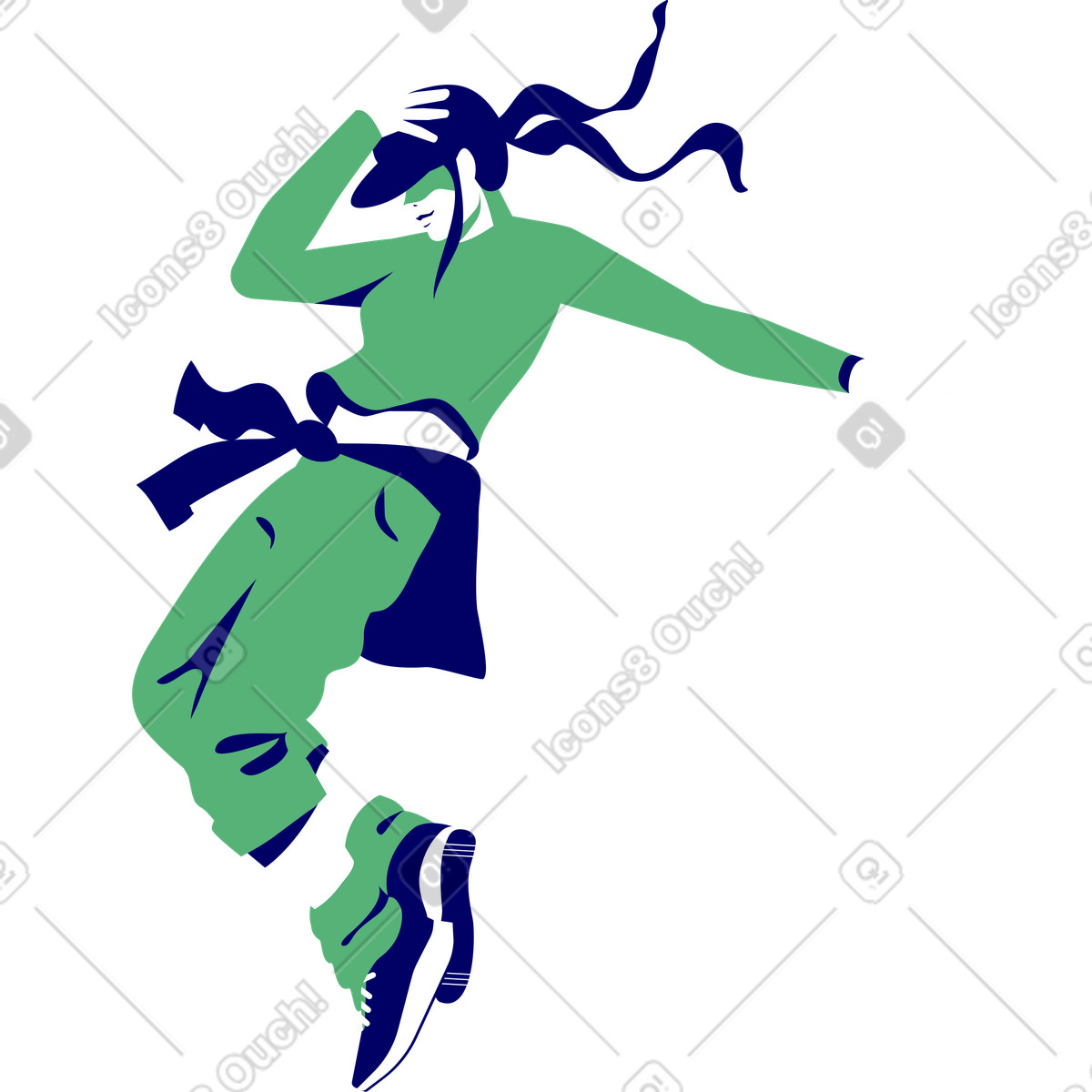 Ballerino hip hop femminile illustrazione in stile Lounge scarica in PNG, SVG