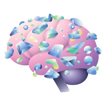 A brain covered with sparkling crystals and gems