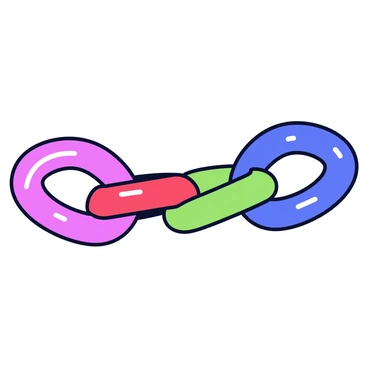 A chain made of various colored links, with each link featuring a distinct color and texture. The links are interlocked in a continuous formation, with some links being bright red, others deep blue, and some green, each contributing to the overall design. The chain is displayed against a plain background to emphasize the diversity of colors and shapes. Each link is smooth and rounded, with a slight sheen that catches the light.
