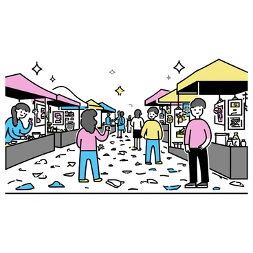 A vibrant marketplace filled with artists showcasing traditional crafts and colorful textiles.