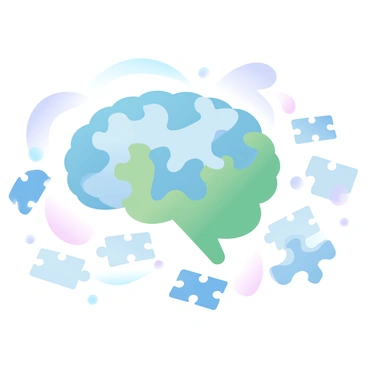 A jigsaw puzzle with pieces forming into a brain