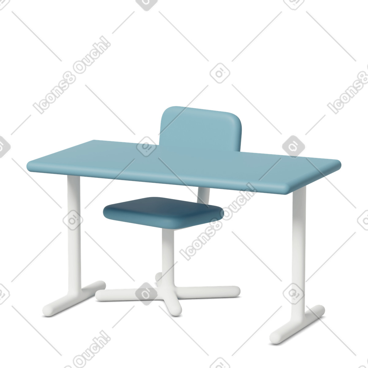 3D Casual life スタイルの Blue chair at desk のイラストをPNG、SVG形式でダウンロード