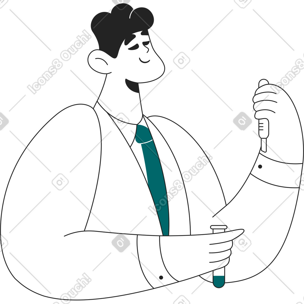 Wissenschaftler mit reagenzgläsern-Illustration im Sammy Line-Stil als Download in PNG, SVG