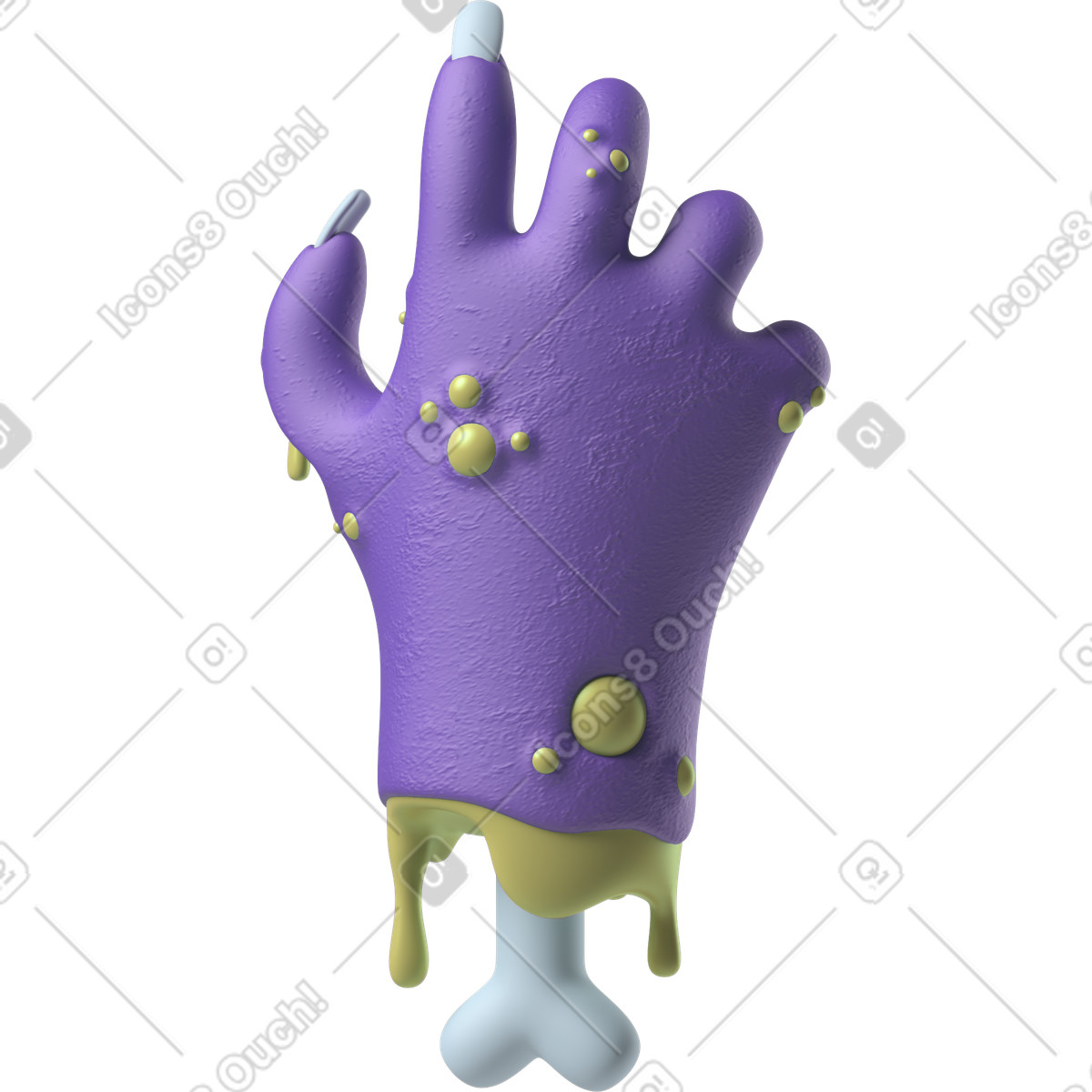 Ilustração de Costas uma mão zumbi roxa cortada em no estilo 3D Hands Fun&Wild para baixar em PNG, SVG