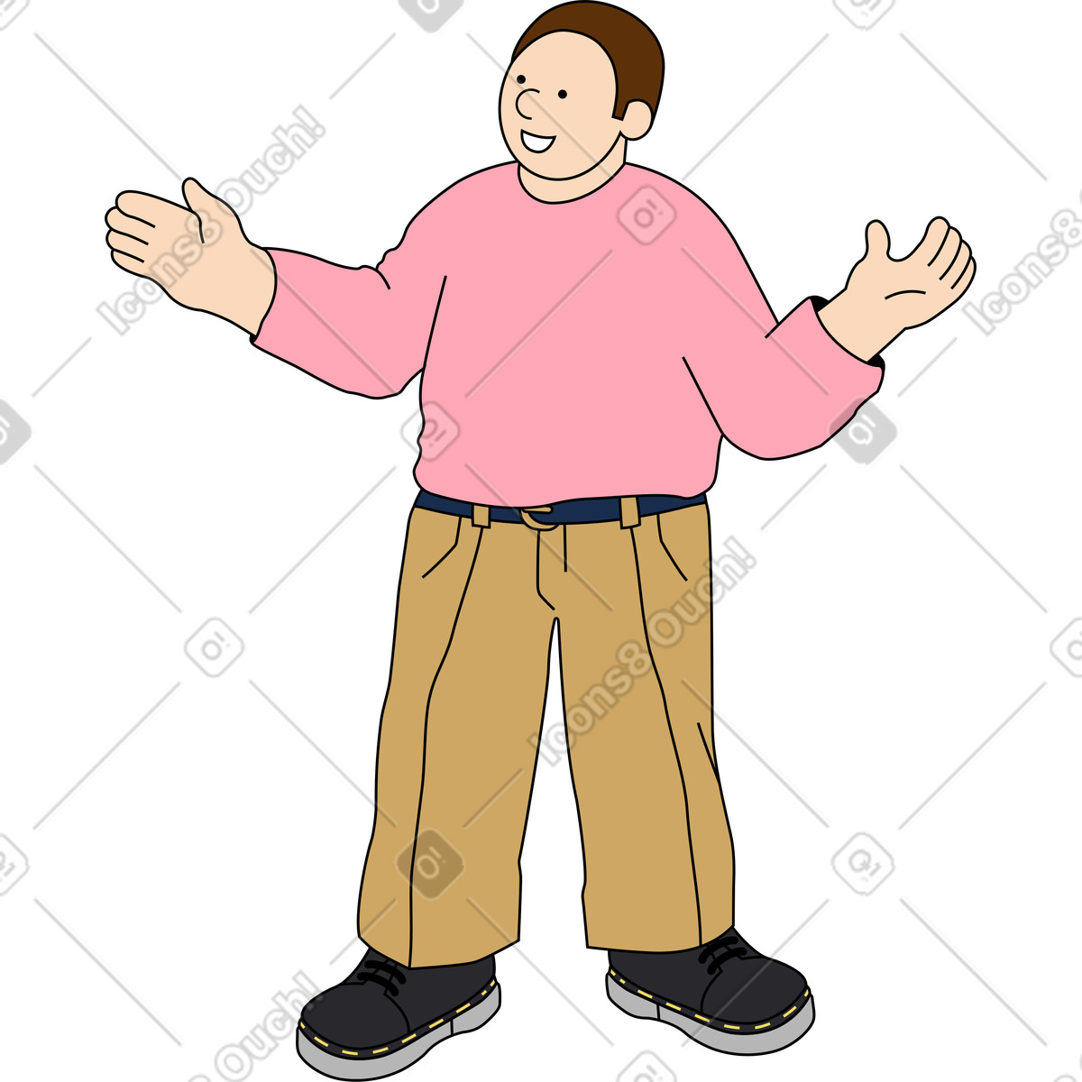 Ilustración Hombre de pie y hablando en estilo Kindy a descargar en PNG SVG