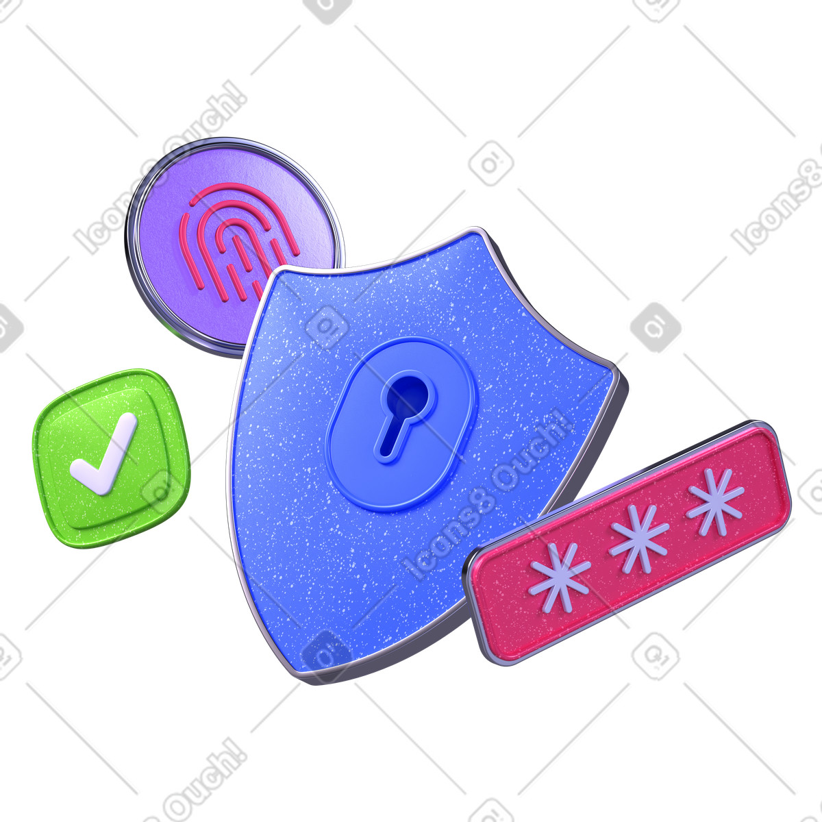 Ilustración Señales de protección datos personales con escudo en estilo 3D Boost a descargar en PNG y SVG