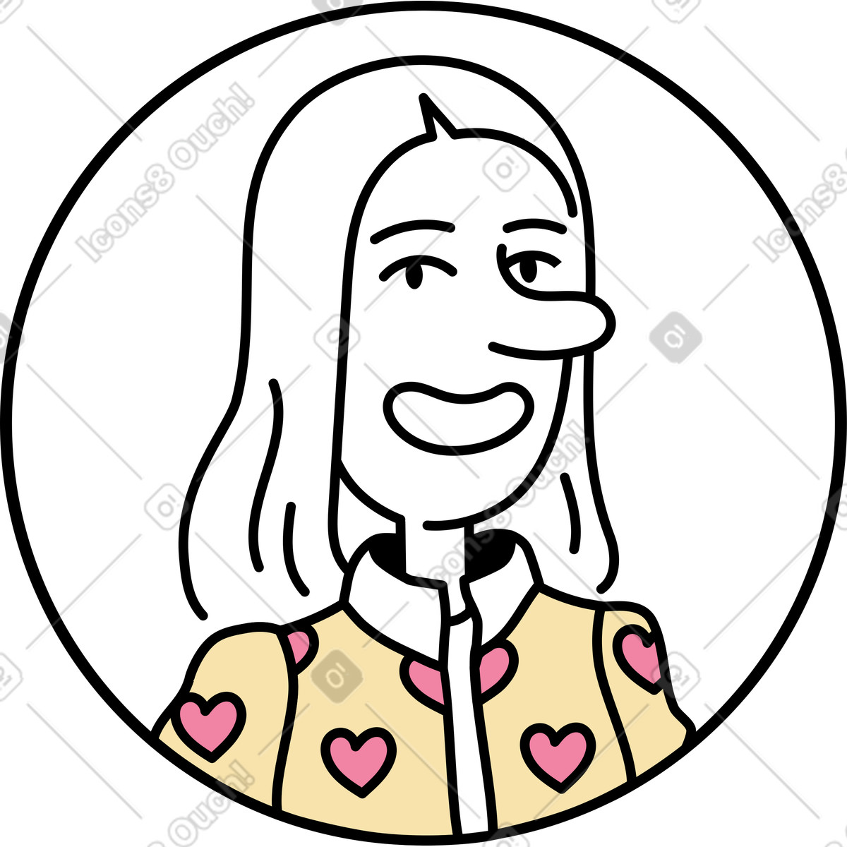 Ilustración Avatar femenino en estilo Notes a descargar en PNG y SVG