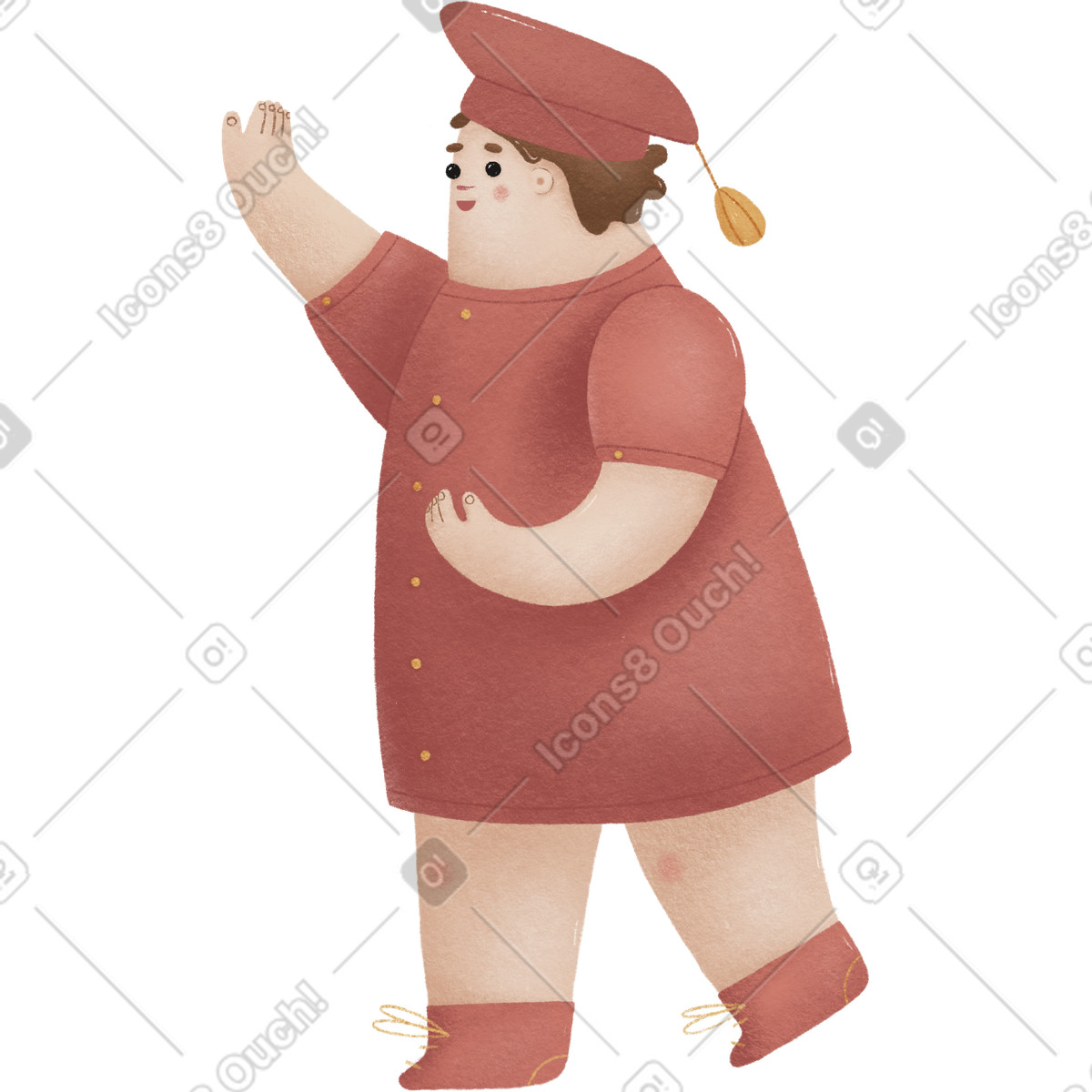 Illustration Girl in red graduate suit and academic hat dans le style Woolly à télécharger aux formats PNG, SVG
