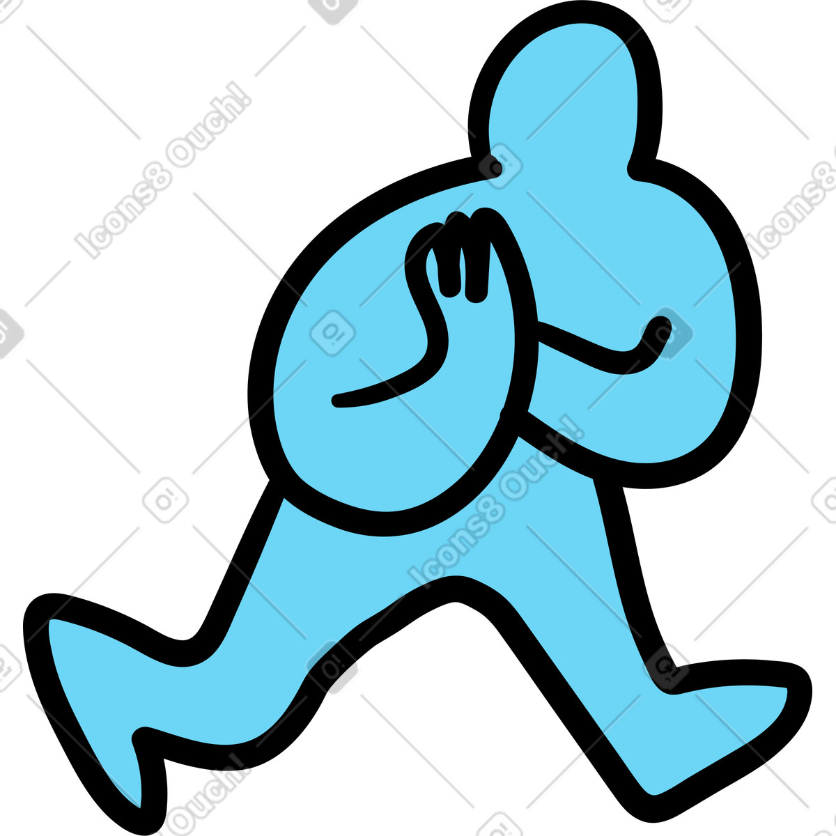 Blue person walking with something in hands illustration Wiggle style download PNG, SVG
