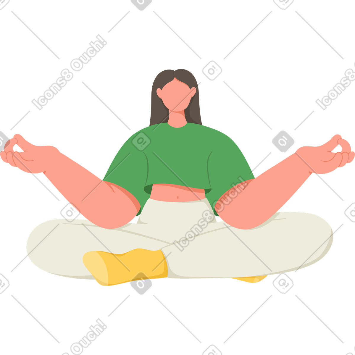 Illustration Femme en position du lotus dans le style Social à télécharger aux formats PNG, SVG