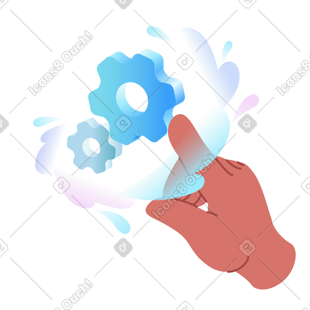 Drücken sie mit dem finger auf die schaltfläche „gangeinstellungen“.-Illustration im Airy-Stil als Download in PNG, SVG