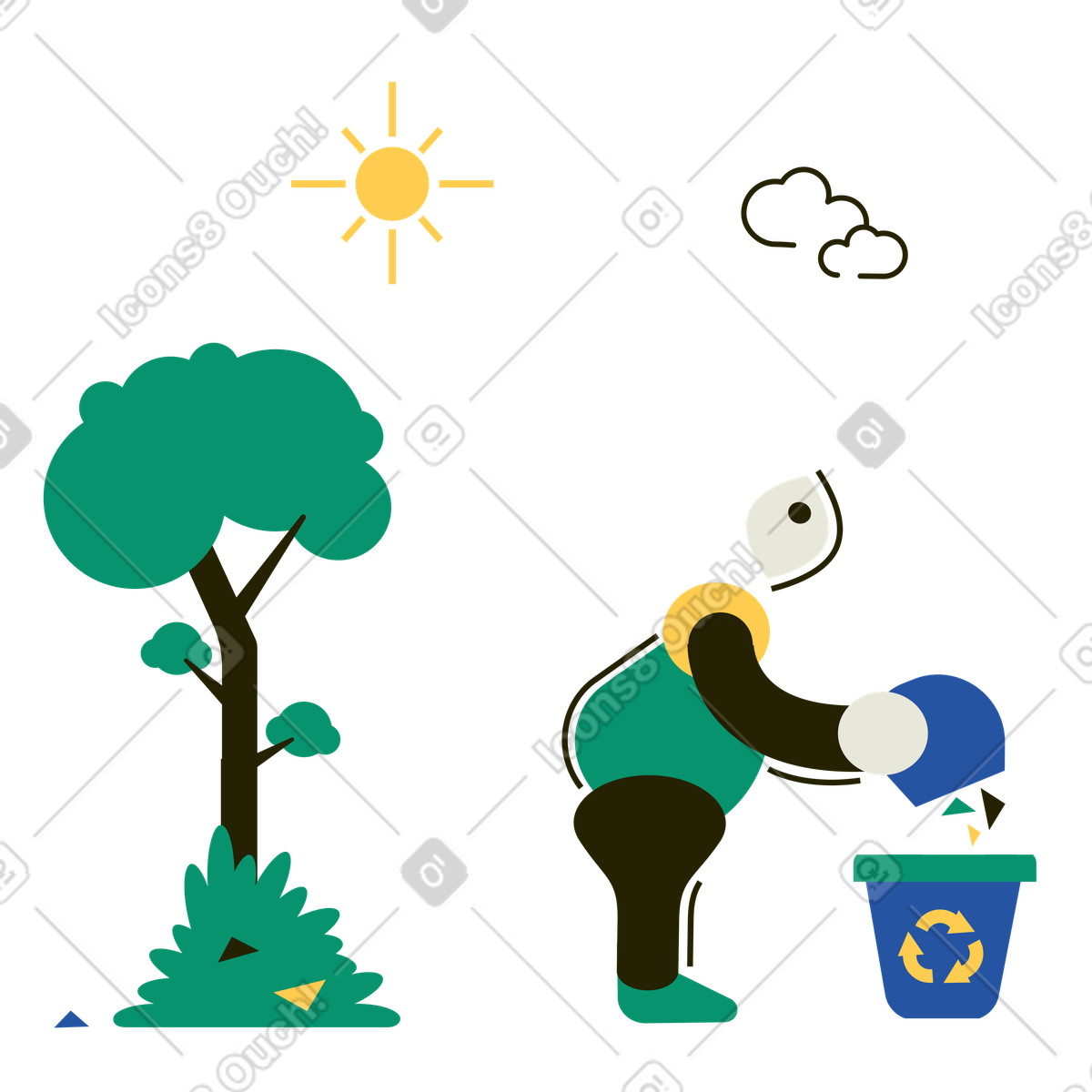 Man cleaning the environment from pollution illustration clipart high-quality graphics and vectors