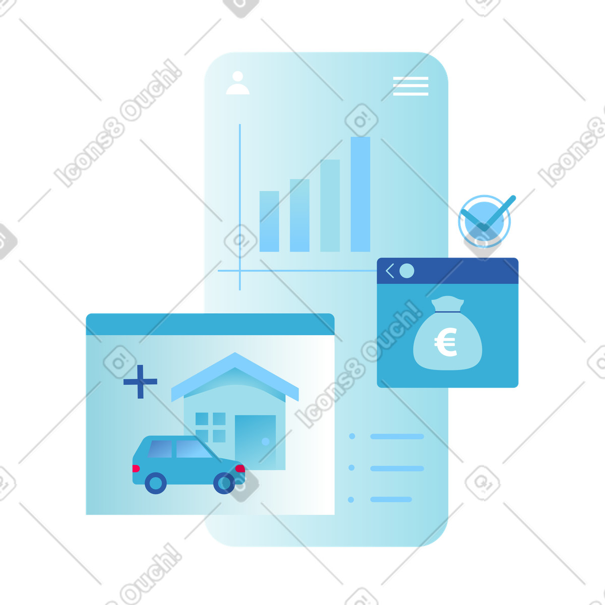 Illustration Investissement à long terme sur l'application mobile dans le style Daily télécharger aux formats PNG, SVG