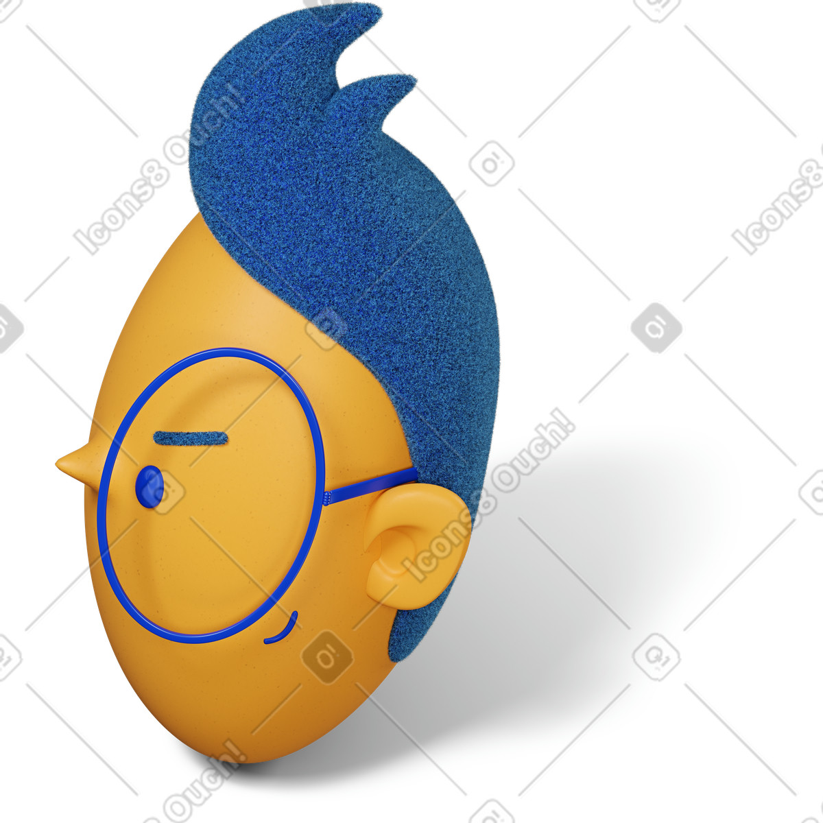 3D Buddy スタイルの 熱心に左を向いている少年の頭 のイラストをPNG、SVG形式でダウンロード