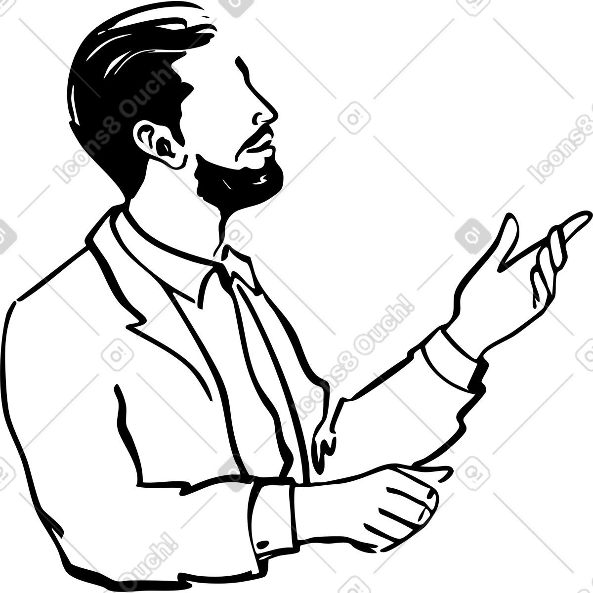 Uomo che riflette illustrazione in stile Line scarica in PNG, SVG