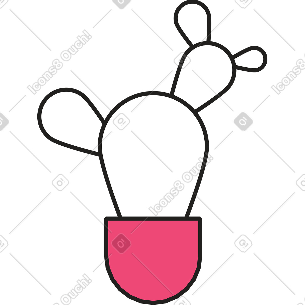 Cactus in vaso rosa illustrazione stile Dazzle Line scarica PNG, SVG