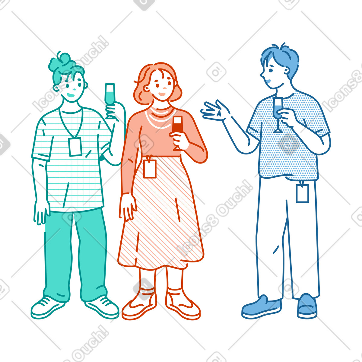 Office staff celebrating successful project illustration in Natty style download in PNG, SVG