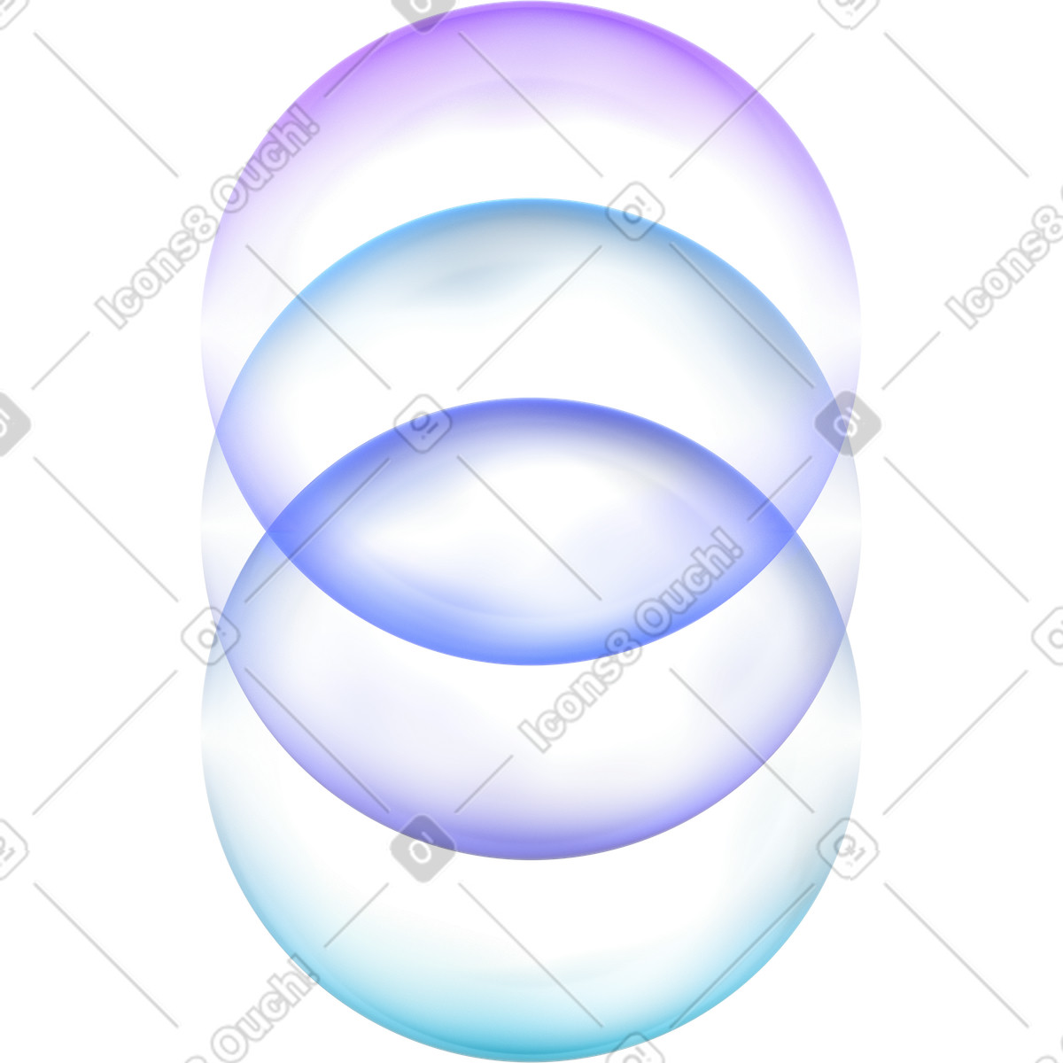 세 개의 원 illustration in 3D Glassy style download in PNG, SVG