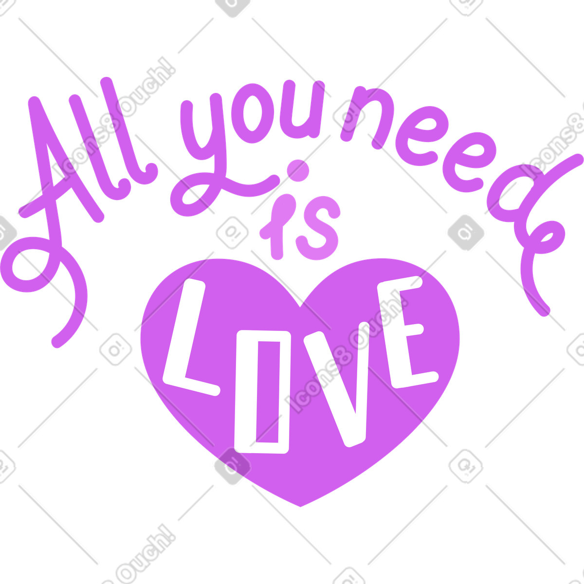 Ilustración Todo lo que necesitas es amor en estilo Conifer a descargar en PNG y SVG
