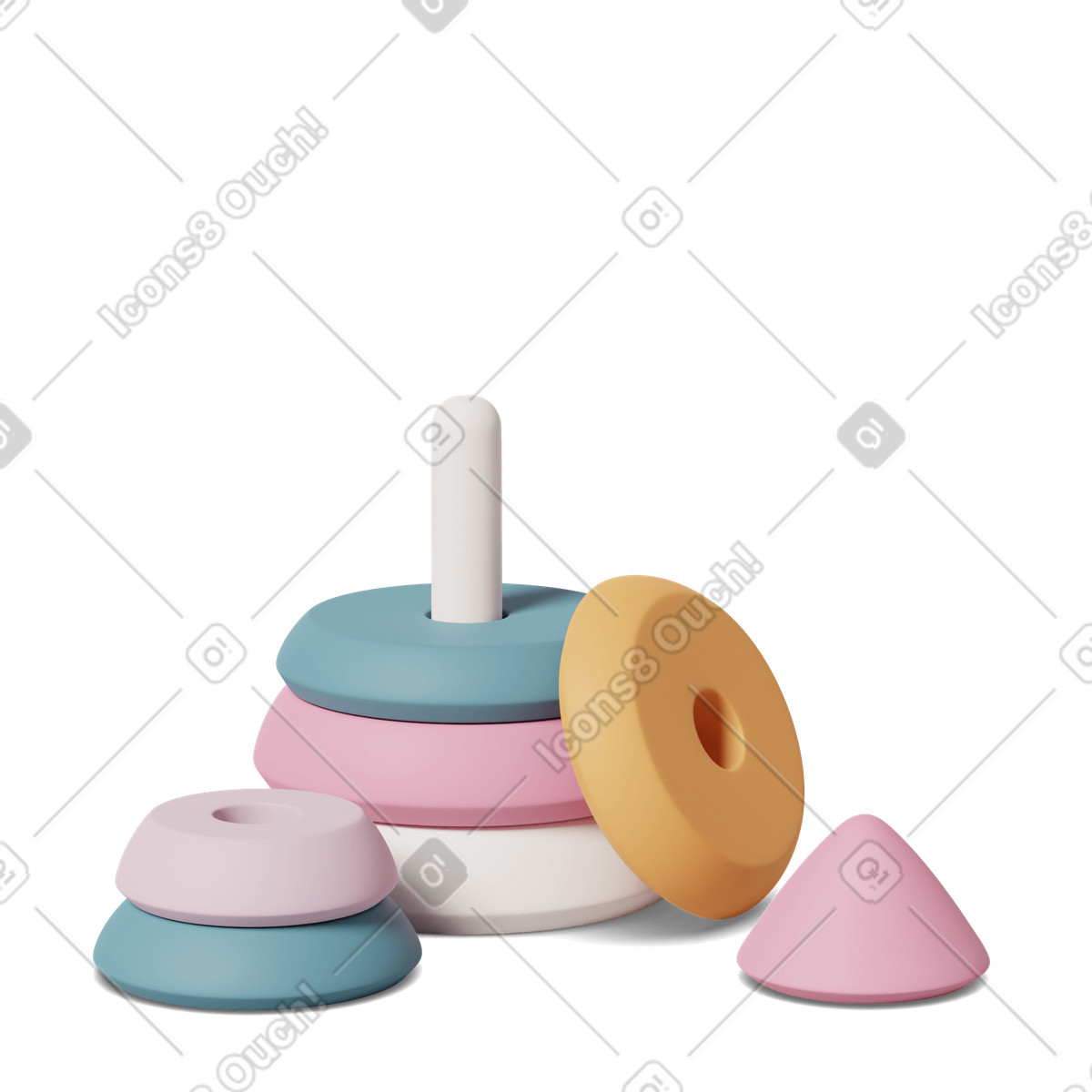 Disassembled stacking toy illustration in 3D Casual life style download in PNG, SVG