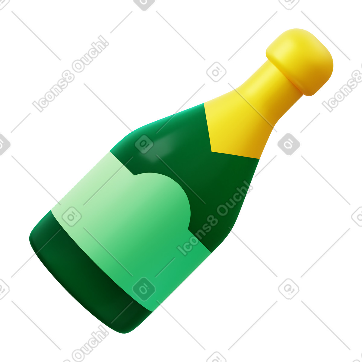 3D Fluency スタイルの Champagne bottle のイラストをPNG、SVG形式でダウンロード