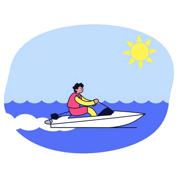 A person water skiing behind a speedboat on a sunny day.