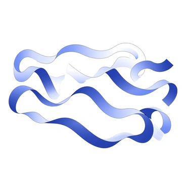 An abstract wire illustration features flowing waves that intertwine and overlap in a dynamic pattern. The waves have varying thicknesses, creating a sense of movement and depth. Each wave flows seamlessly into the next, forming intricate loops and curves. The composition reveals a continuous flow, with some waves rising while others dip. The overall arrangement gives a feeling of rhythm and energy.