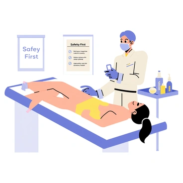 An illustration highlighting the safety measures taken during a microneedling treatment.