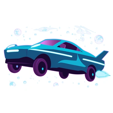 A 3D car designed for interstellar travel floating in space