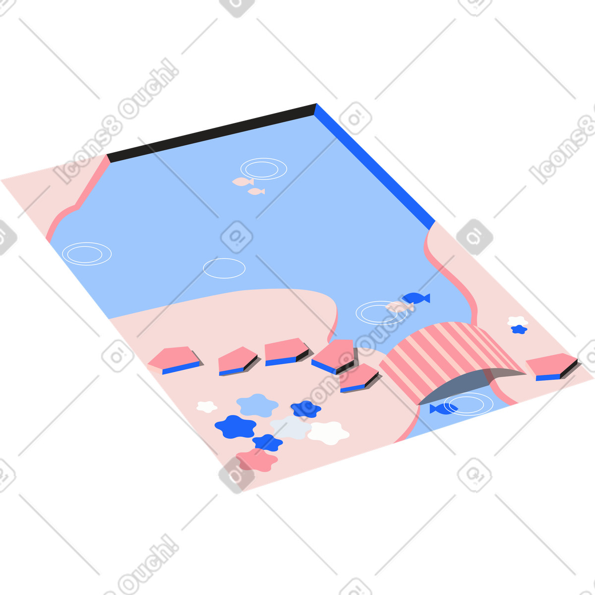Surface of the pool illustration in Editorial style download in PNG, SVG