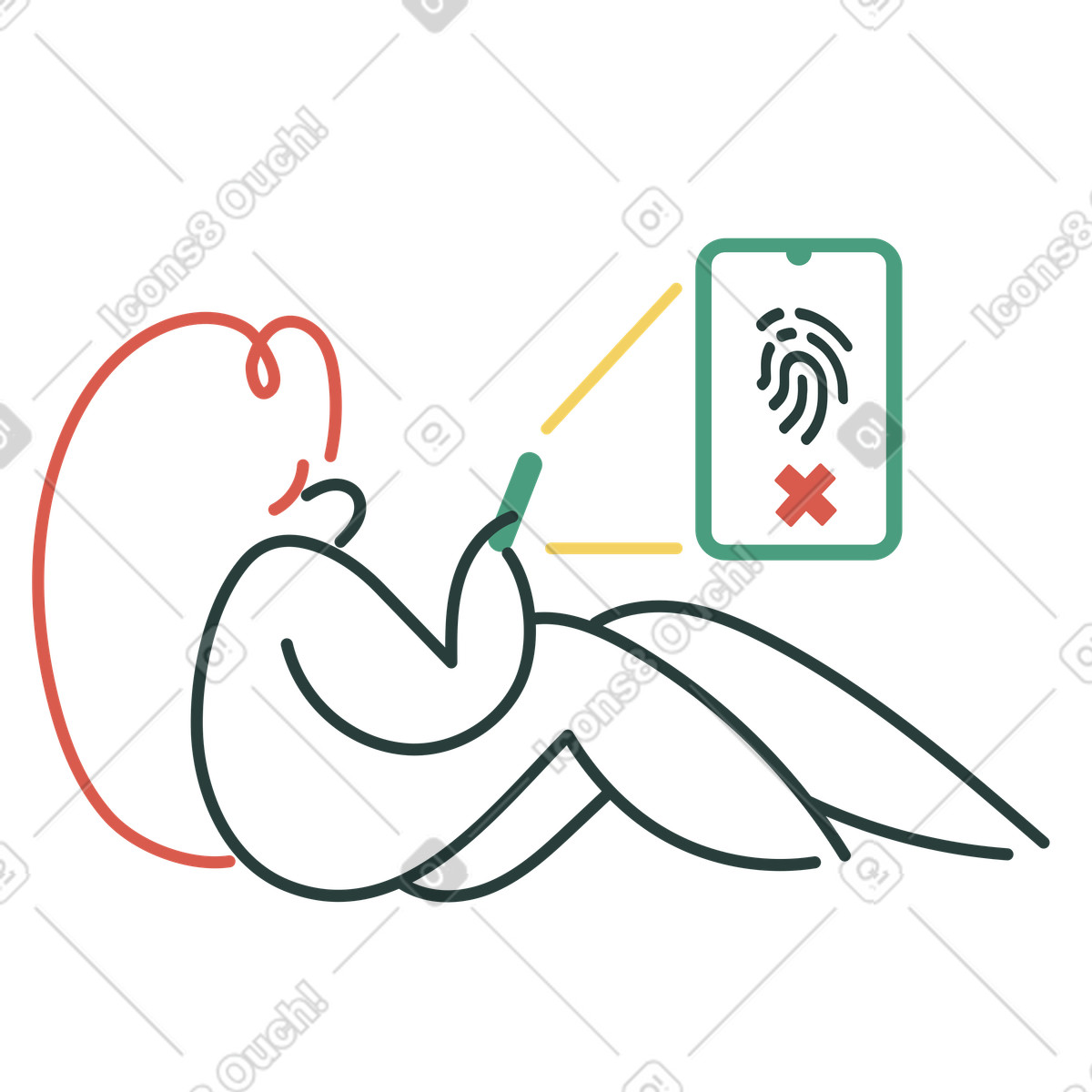 Touch identification failed illustration in Macaroni style download in PNG, SVG
