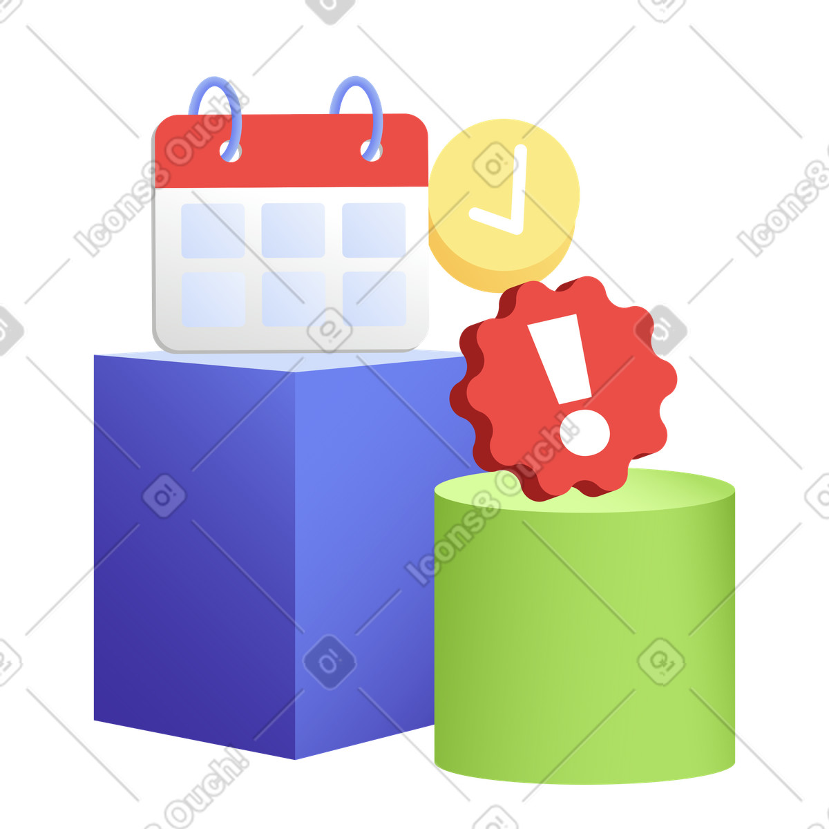 Illustration Rappel de rendez-vous du calendrier pour la gestion temps dans le style Levels à télécharger aux formats PNG, SVG
