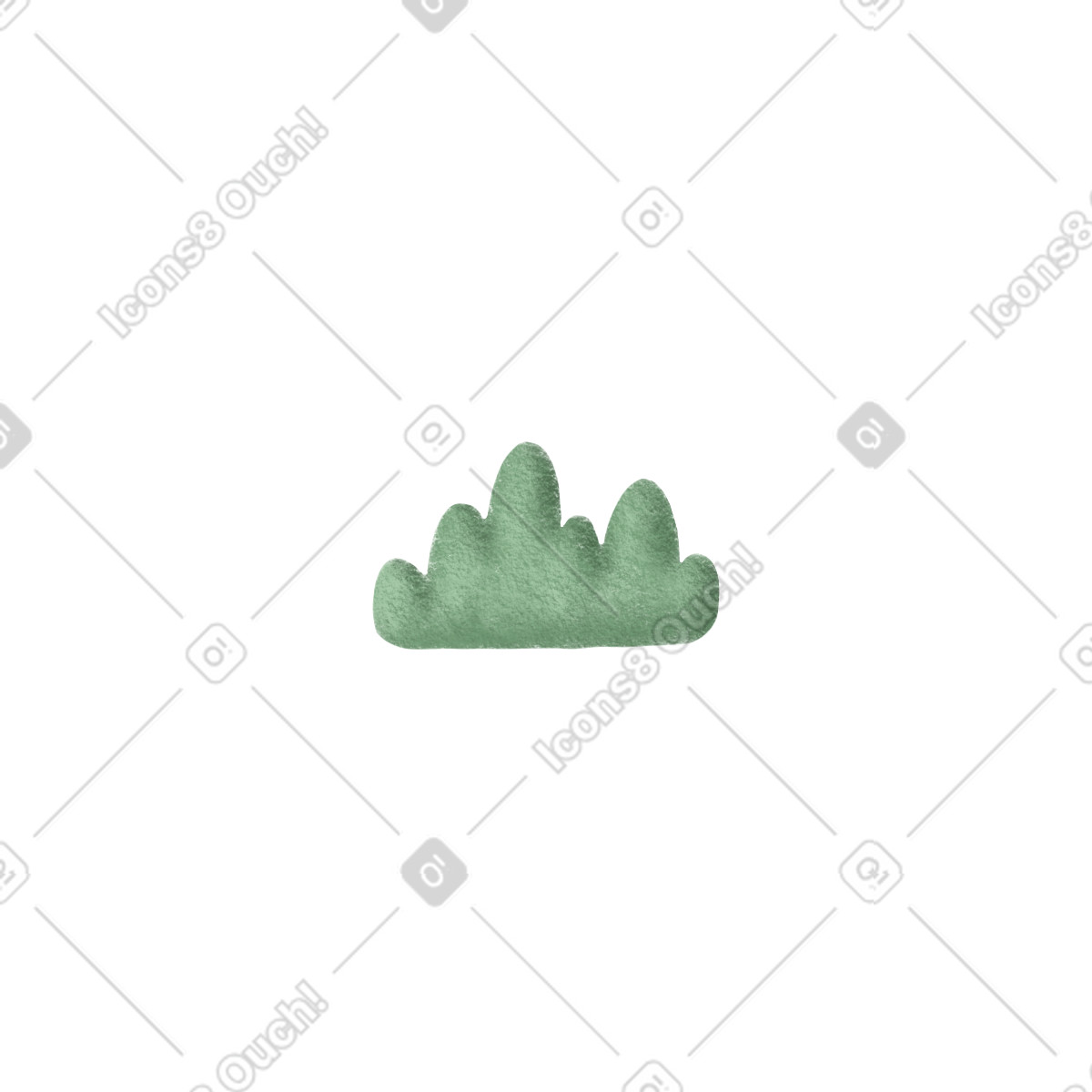 Ilustración Lawn grass bush with textured rounded blades en estilo Woolly a descargar en PNG y SVG