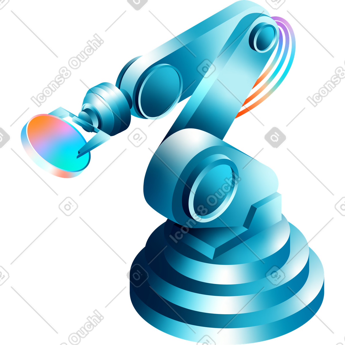 Mechanical robot arm with coin illustration in PNG, SVG