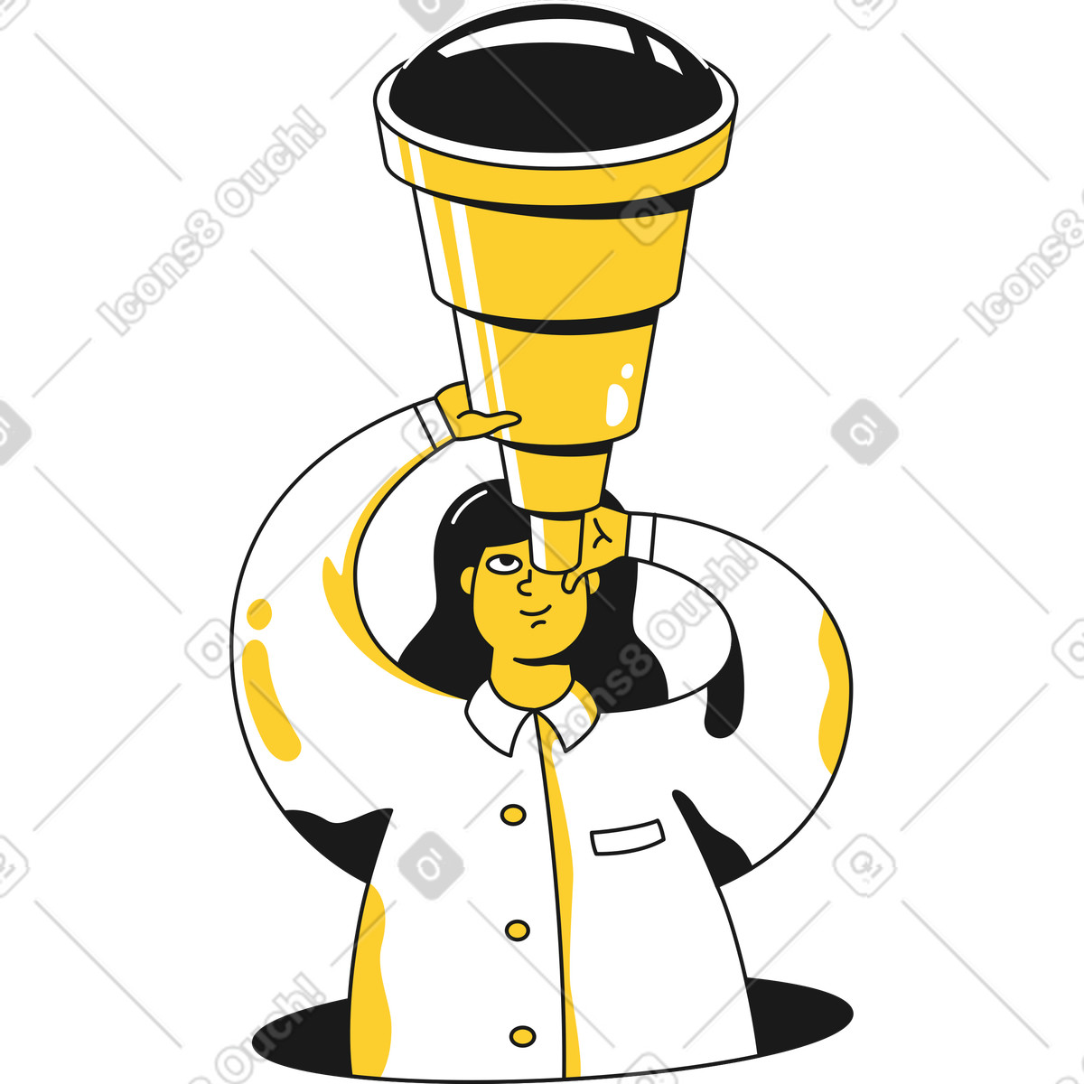 Astronomer woman looks at the stars illustration in Taxi style download in PNG, SVG