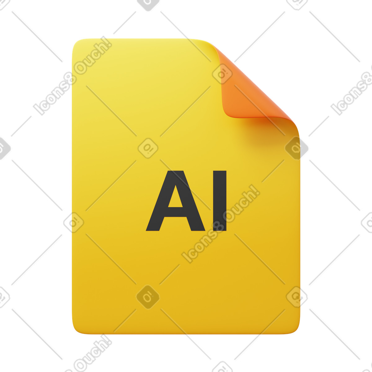 Yellow AI File illustration in PNG, SVG