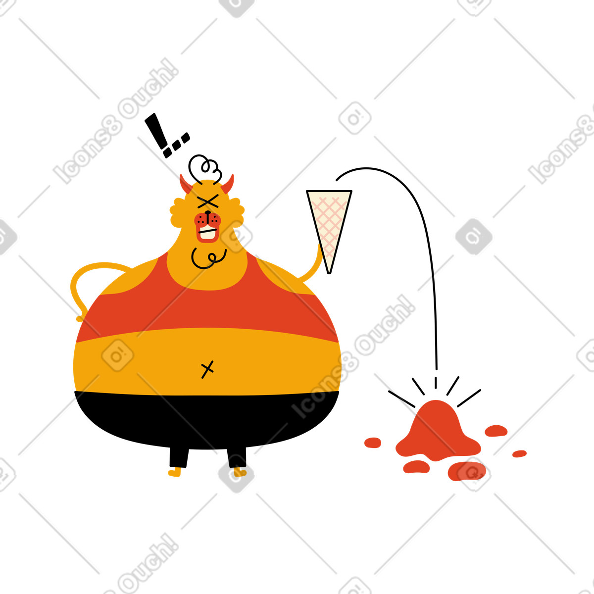 Character dropped ice cream illustration in Jelly style download in PNG, SVG