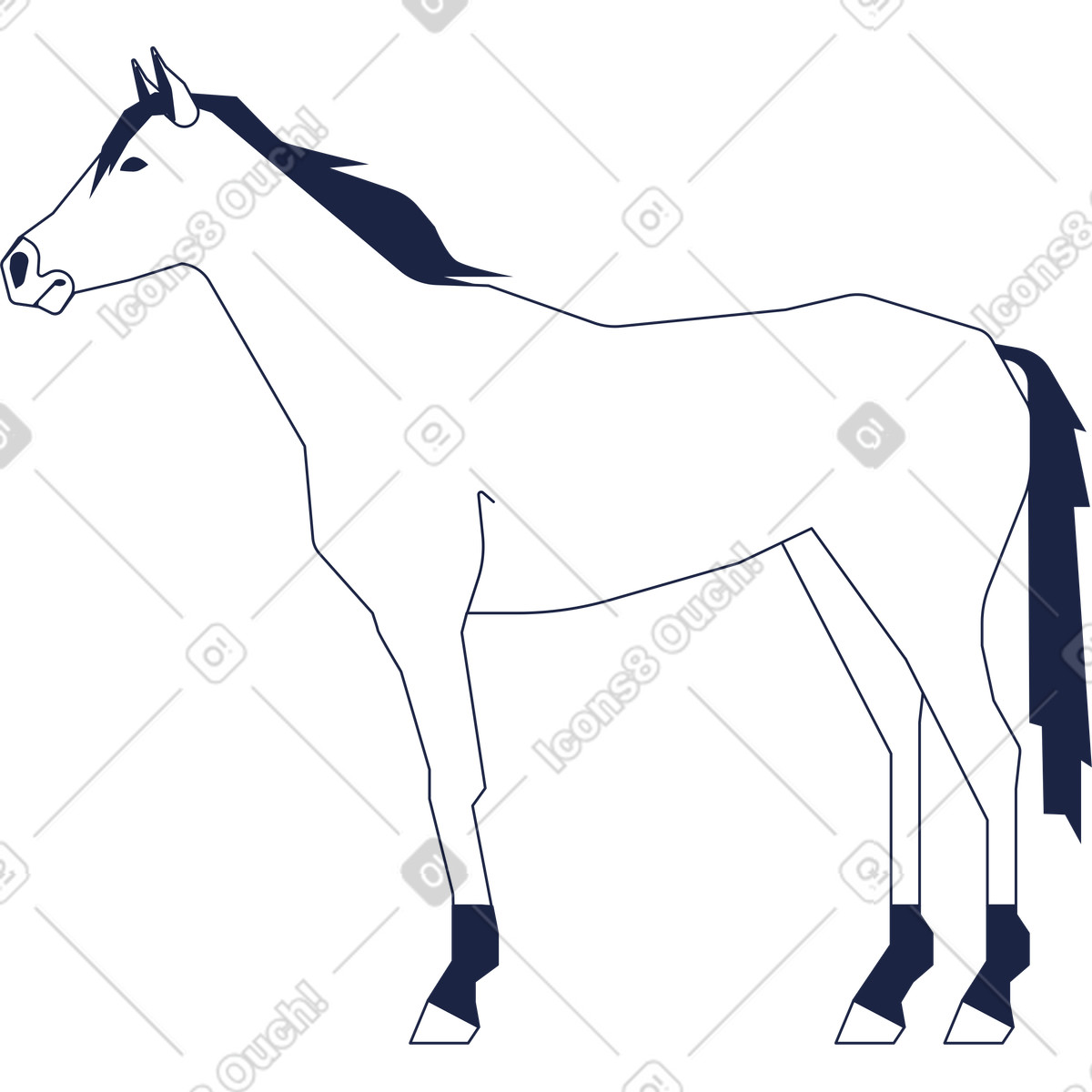 Ilustración Caballo en estilo Urban Line a descargar en PNG y SVG