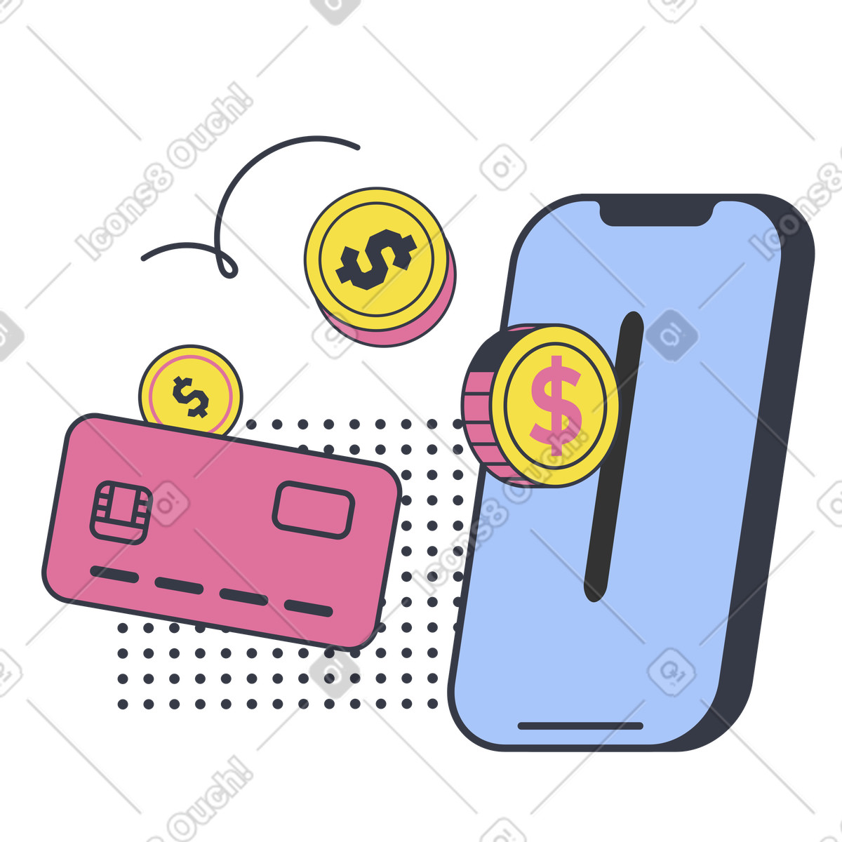 Mobile banking und wallet-zugriff-Illustration im Abstract-Stil als Download in PNG, SVG
