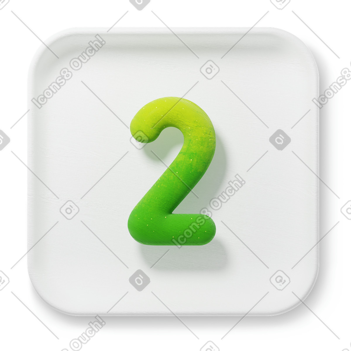 Green number two icon illustration in 3D Microsoft Fluent style download in PNG, SVG