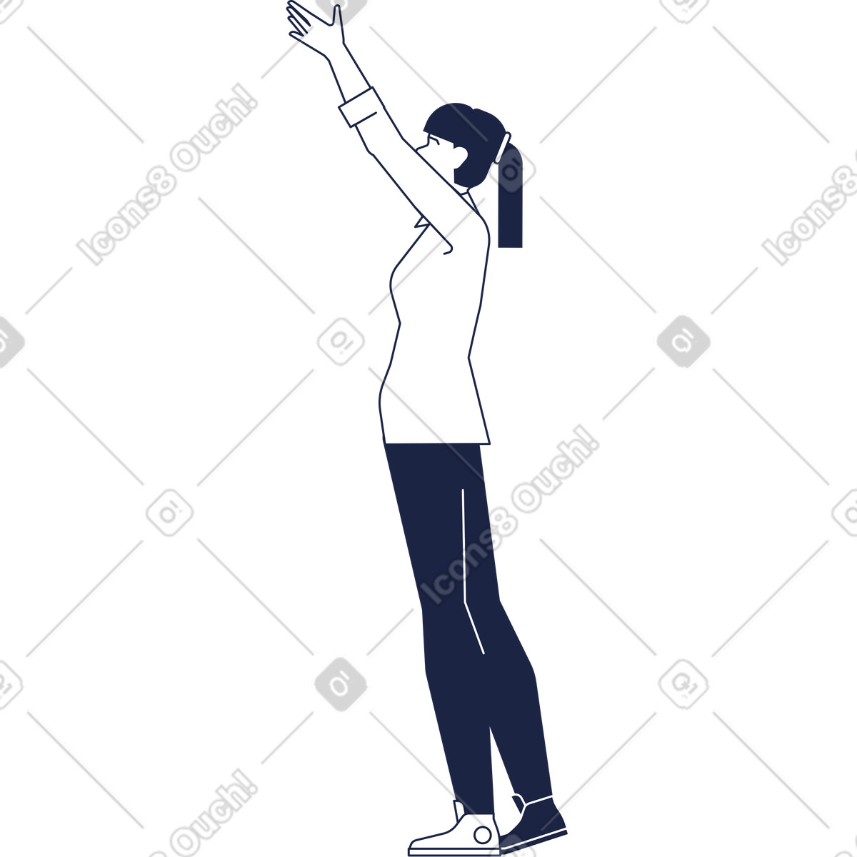 Ilustración Mujer sosteniendo en estilo Urban Line a descargar en PNG y SVG