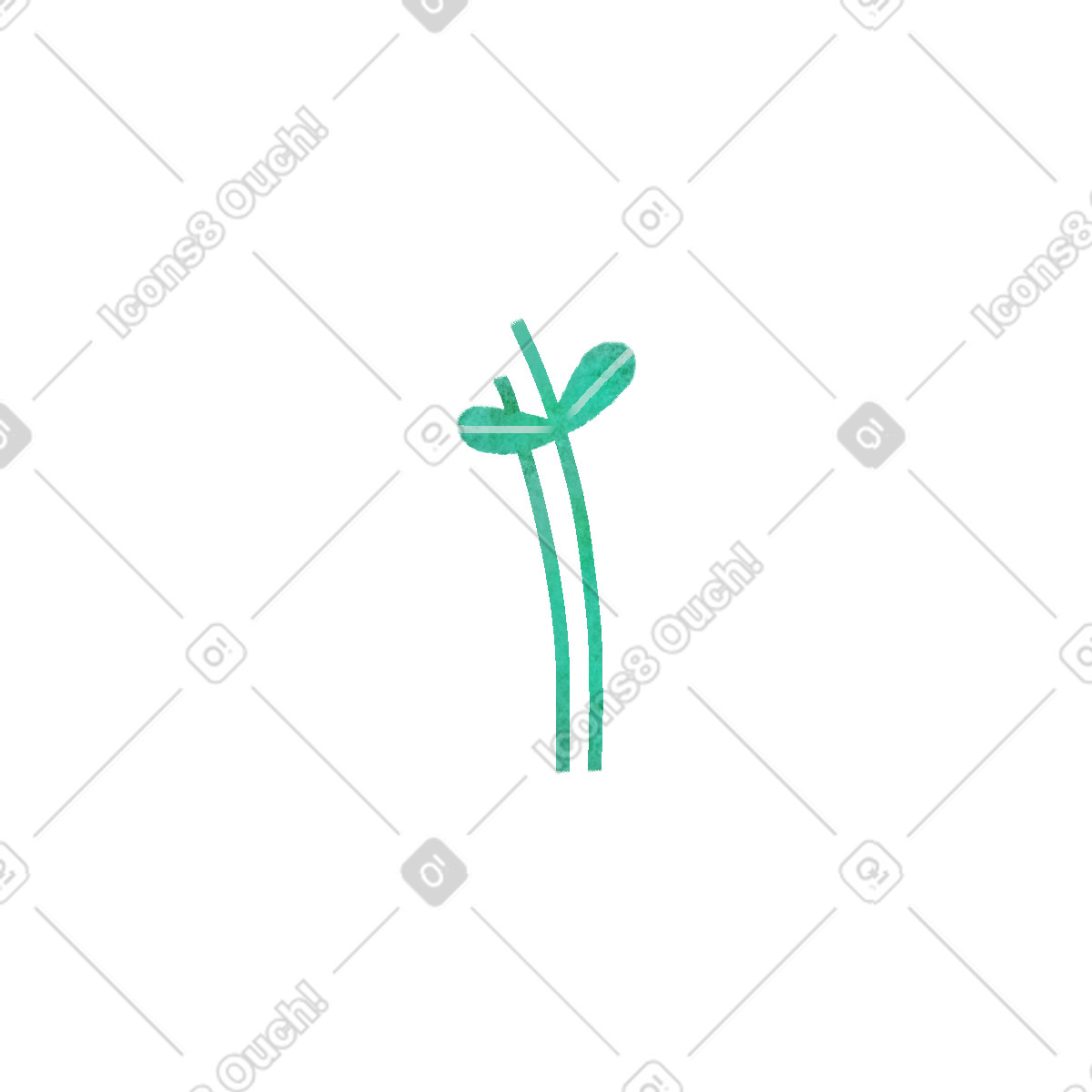 下载 Jungle 风格的 Green plant shoot with upright twin blades 插画，支持 PNG、SVG 格式