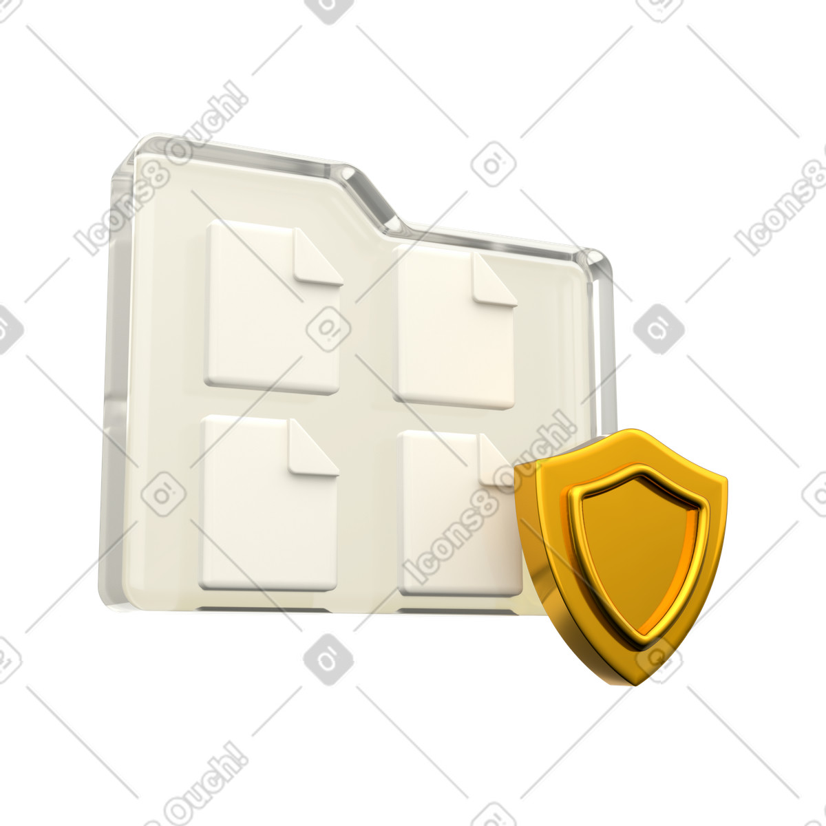 Secure file management system, document folder security and access protection illustration in 3D Grid style download in PNG, SVG