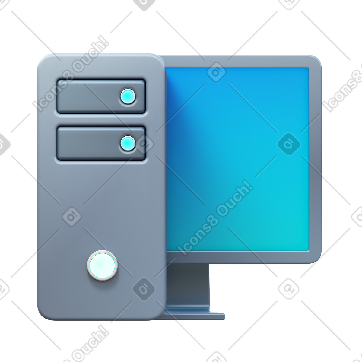 Workstation illustration in 3D Fluency style download in PNG, SVG